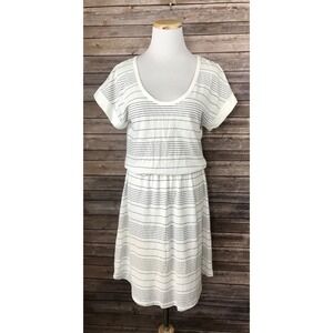 Splendid Black White Striped Cotton Slit Back Casual Shirt Dress Sz S Summer